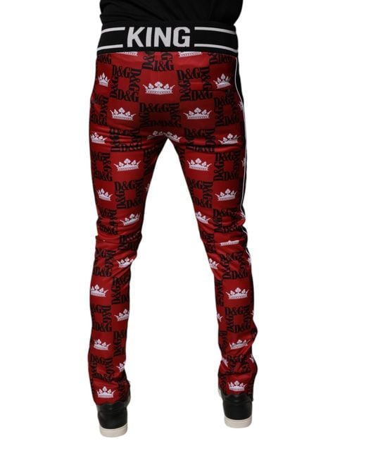 Dolce & Gabbana Red Dg Crown Track Pants for men