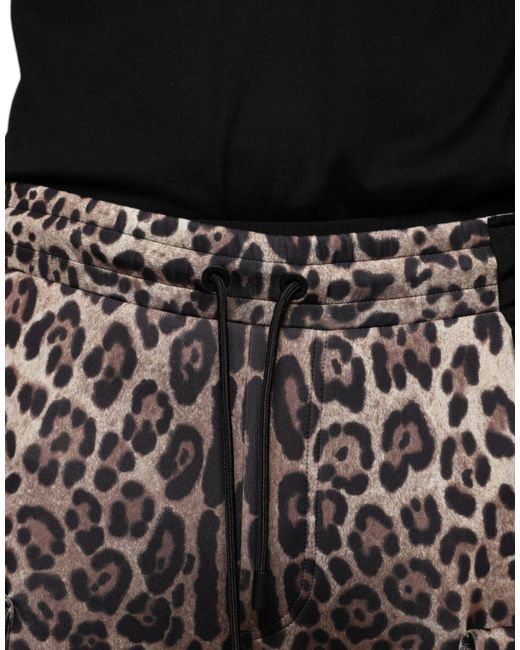 Dolce & Gabbana Black Leopard Polyester Jogger Pants for men
