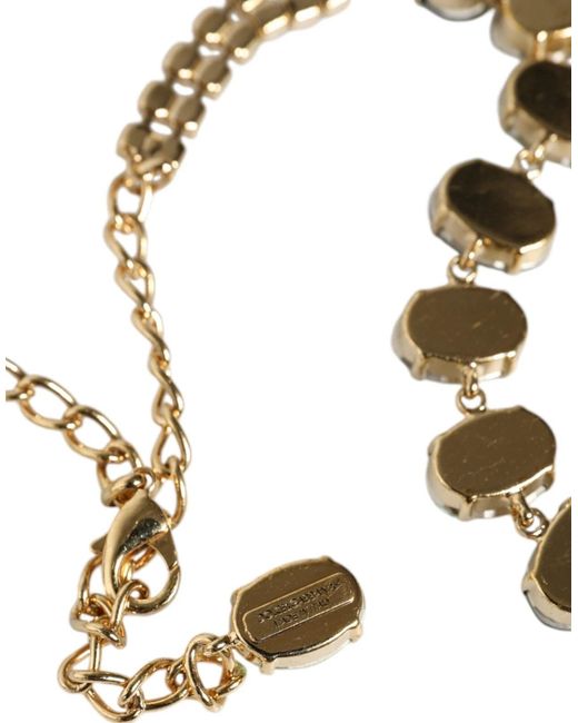 Dolce & Gabbana Black Brass Link Chain Rose Petal Crystal Necklace