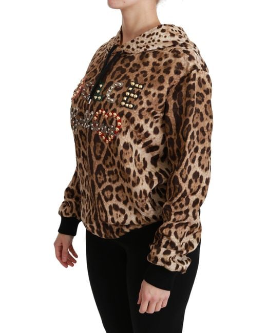 Dolce & Gabbana Black Hooded Studded Ayers Leopard Sweater