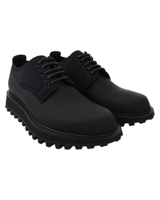 Dolce & Gabbana Black Neoprene And Calfskin Derby Shoes for men