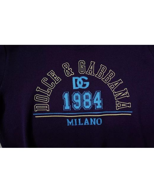 Dolce & Gabbana Blue 1984 Milano Crewneck Sweatshirt Sweater for men