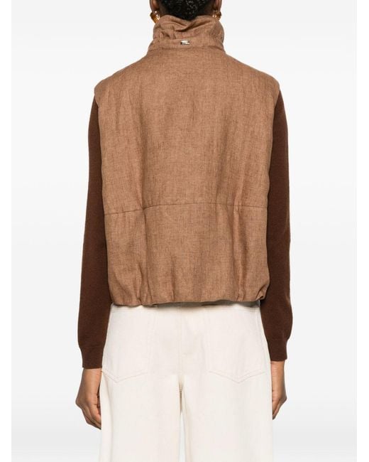 Herno Brown Nylon Zipped Vest