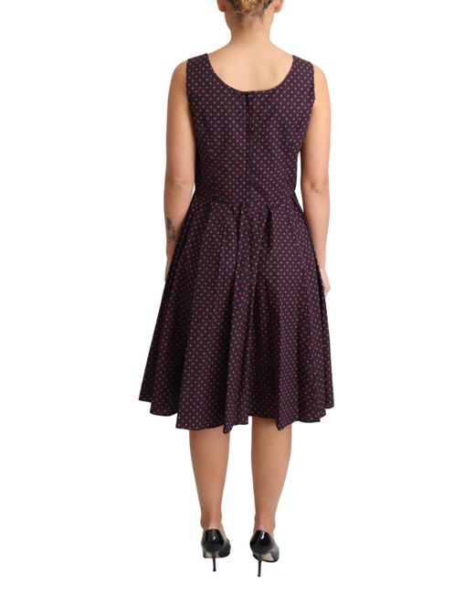 Dolce & Gabbana Purple Polka Cotton A-Line Gown Dress