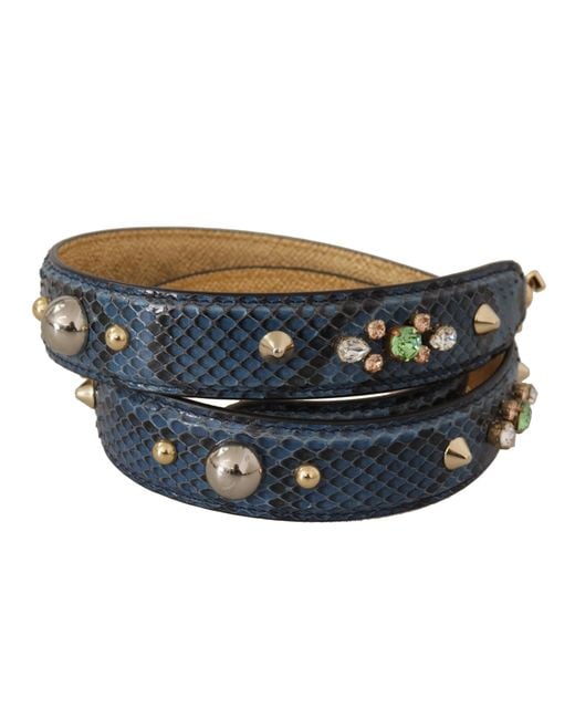 Dolce & Gabbana Black Exotic Leather Crystals Shoulder Strap