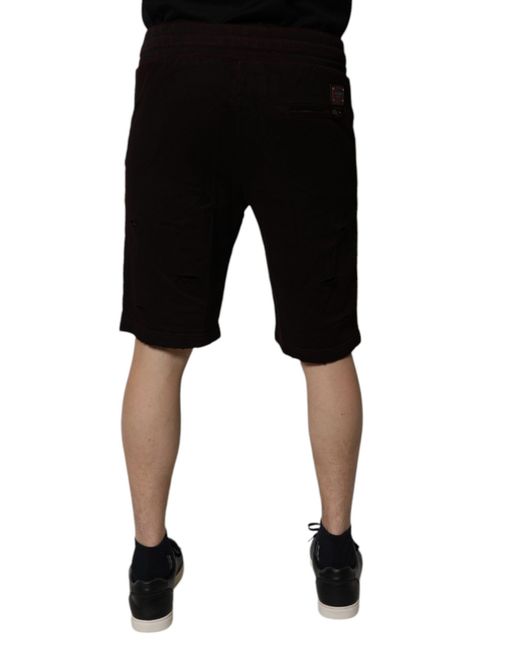 Dolce & Gabbana Black Distressed Casual Shorts for men