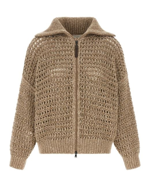 Brunello Cucinelli Brown Elastane Cardigan