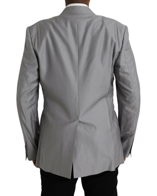 Dolce & Gabbana Gray Wool Peak Single Breasted Coat Blazer for men