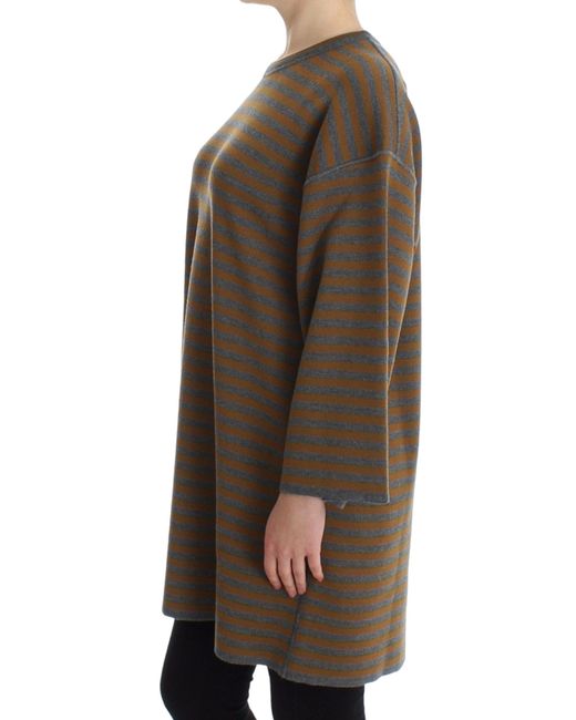Dolce & Gabbana Brown Striped Oversized Sweater