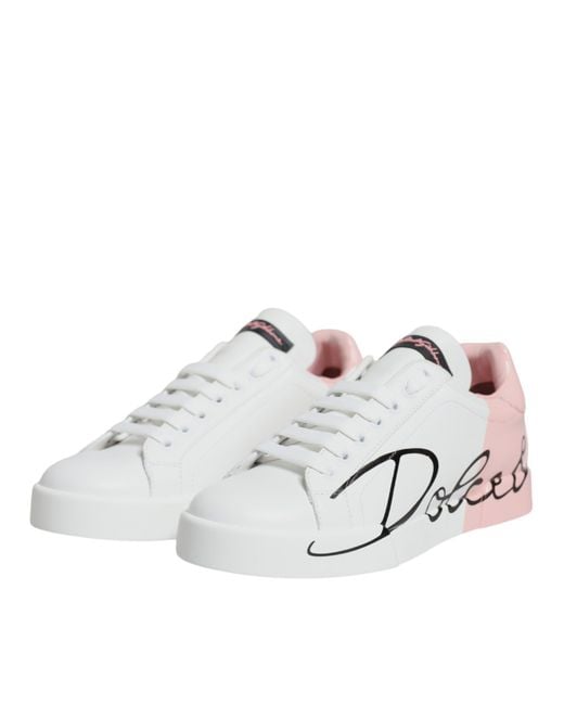 Dolce & Gabbana White Portofino Low Top Sneakers Shoes