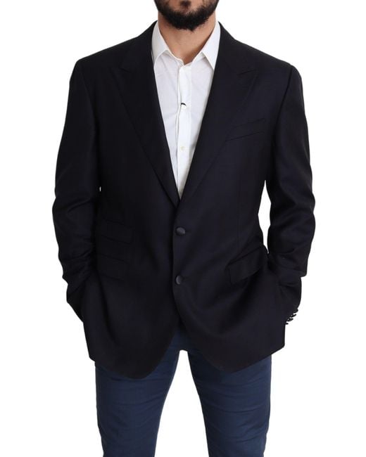 Dolce & Gabbana Blue Wool Single Breasted Napoli Blazer for men