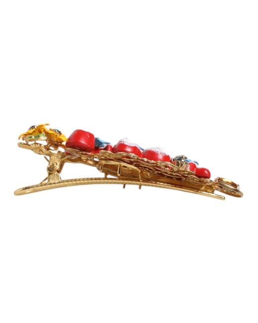 Dolce & Gabbana White Spring Carretto Brass Crystal Hair Clip