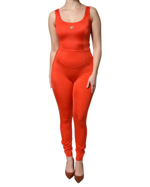 Dolce & Gabbana Red Sleeveless Bodycon Jumpsuit Dress