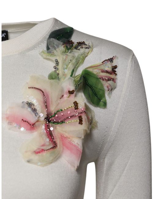 Dolce & Gabbana Gray Floral Silk Embellished Cardigan Sweater