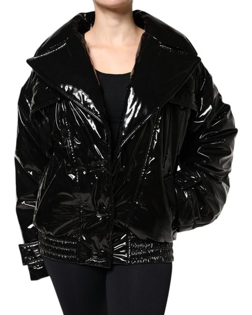 Dolce & Gabbana Black Polyester Button Down Blouson Jacket