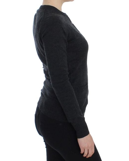 Dolce & Gabbana Black Wool Button Cardigan Sweater