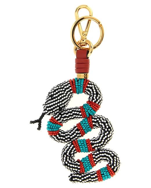 Etro White Snake Keyring Glass