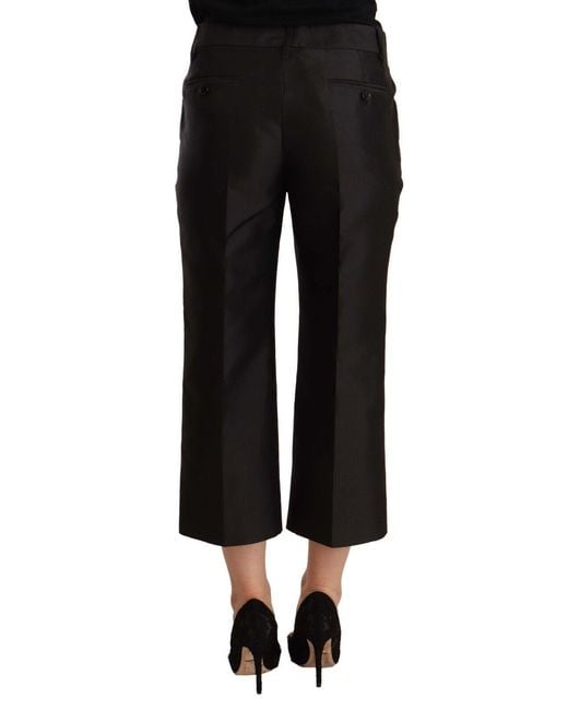 Dolce & Gabbana Black Chic Silk Cropped Trousers