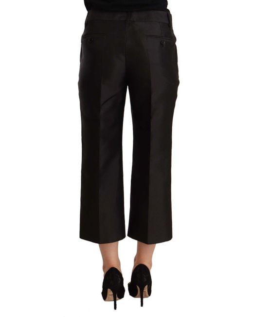 Dolce & Gabbana Black Chic Silk Cropped Trousers