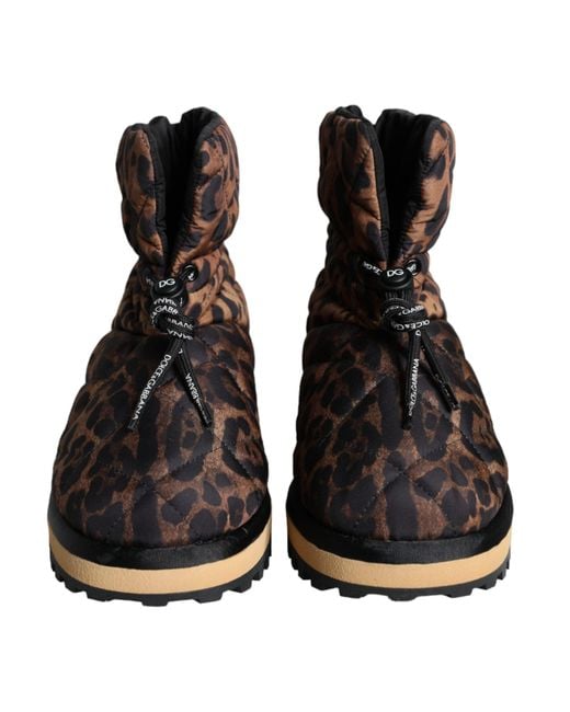 Dolce & Gabbana Black Leopard Ankle Boots Padded Shoes for men