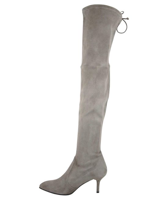 Stuart Weitzman Gray Solid Tiemodel Suede Over-The-Knee Boot (Us)
