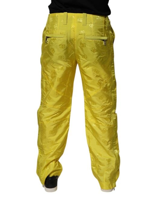 Dolce & Gabbana Yellow Embossed Logo Pants for men