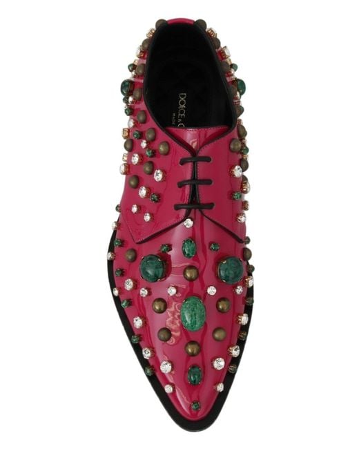 Dolce & Gabbana Black Leather Crystals Dress Broque Shoes