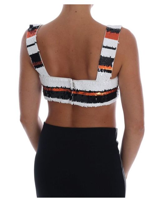 Dolce & Gabbana Black Sequined Stretch Bustier Top