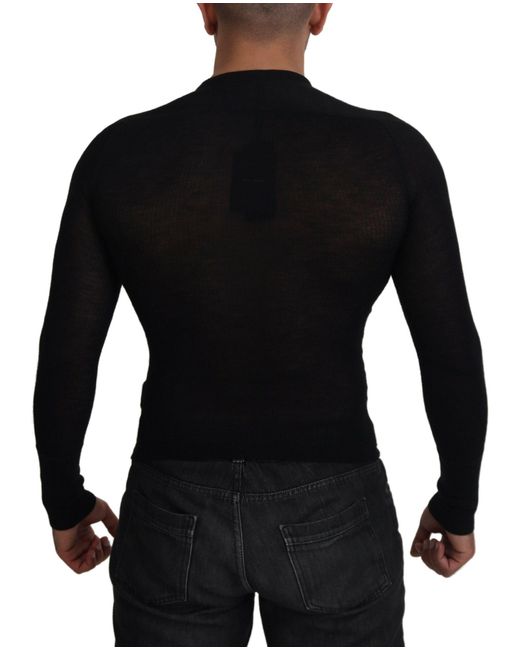 Dolce & Gabbana Black Cashmere Button Pullover Sweater for men