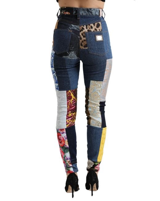 Dolce & Gabbana Blue Patchwork Grace Skinny Denim Jeans