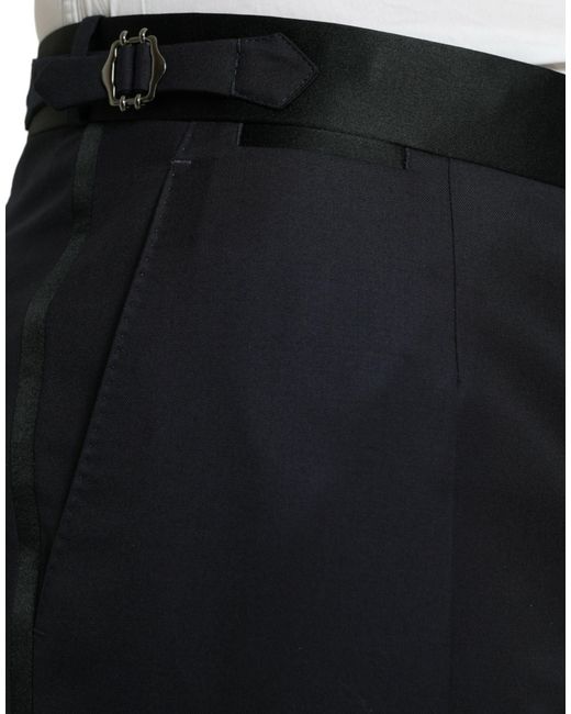 Dolce & Gabbana Blue Wool Cropped Tapered Pants for men