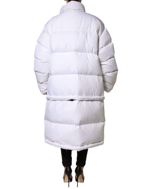 Dolce & Gabbana White Puffer Quilted Full Zip Coat Jacket
