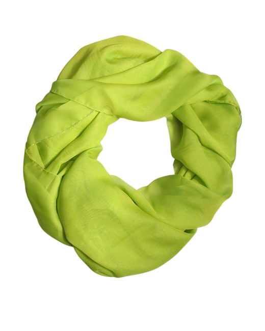 Dolce & Gabbana Green Silk Rectangle Wrap Shawl Neck Warmer Scarf