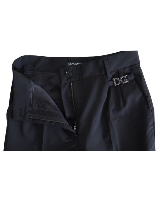 Dolce & Gabbana Black Wool High Waist Tapered Pants