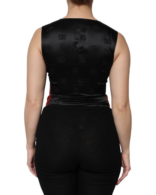 Dolce & Gabbana Red Button Down Sleeveless Vest Top
