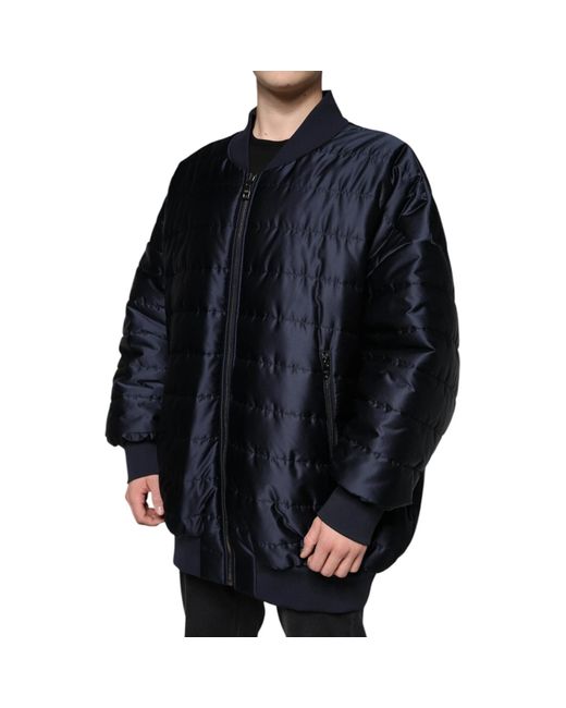 Dolce & Gabbana Black Dark Quilted Full Zip Bomber Jacket for men