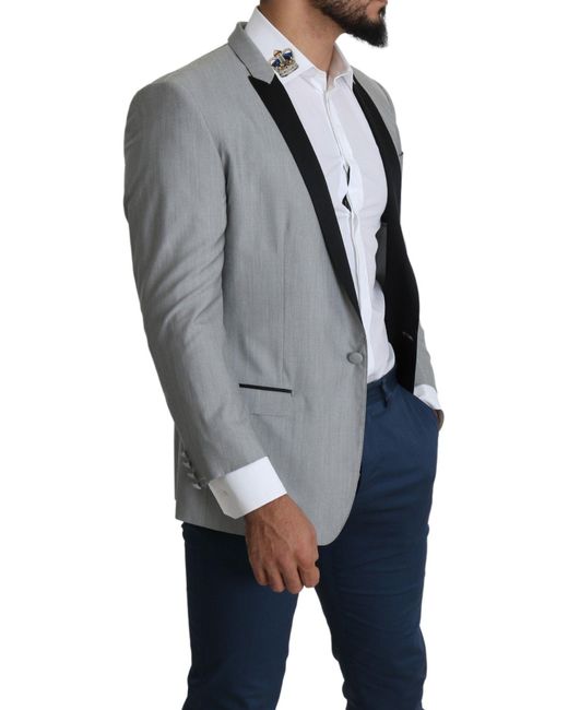 Dolce & Gabbana Gray Light Single Breasted Sartoria Blazer for men