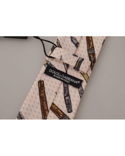 Dolce & Gabbana Natural Pen Dots Print Silk Adjustable Neck Accessory Tie for men