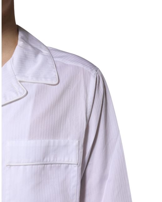 Dolce & Gabbana White Cotton Shirt Pants Pajama Set Sleepwear for men