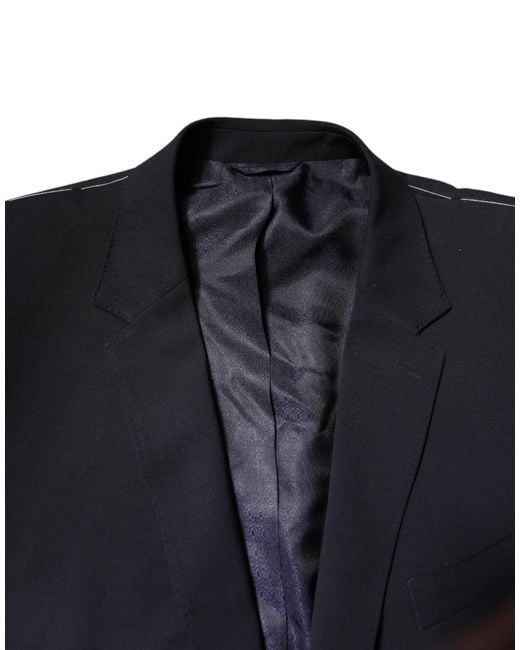 Dolce & Gabbana Blue Dark Wool Single Breasted Coat Blazer for men