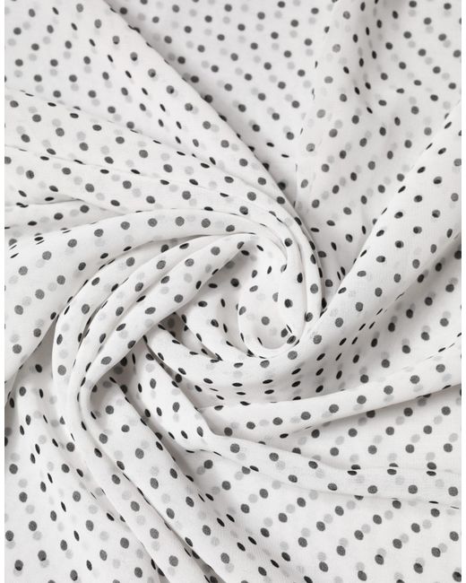 Dolce & Gabbana Gray Polka Dot Polyester Shawl Scarf And