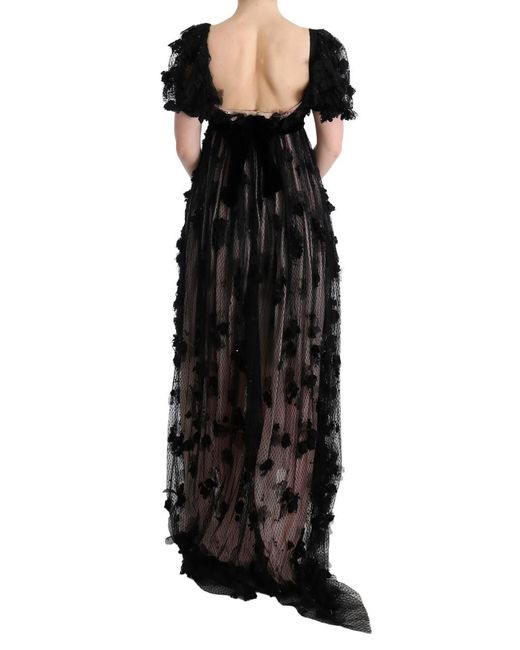 Dolce & Gabbana Black Silk Applique Shift Dress