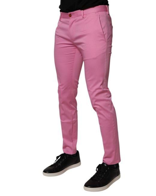 Dolce & Gabbana Pink Slim Fit Dress Pants for men