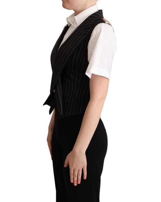 Dolce & Gabbana Black Elegant Leopard Print Waistcoat Â Sleeveless Vest
