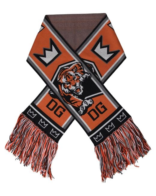 Dolce & Gabbana Multicolor Wool Dg Royals Wrap Fringe Scarf
