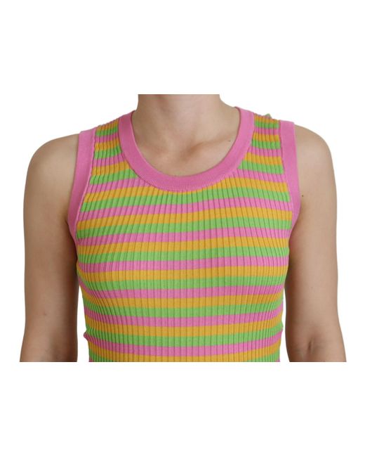 Dolce & Gabbana Green Silk Vest Pullover Tank Top