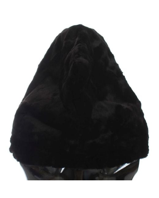 Dolce & Gabbana Weasel Fur Crochet Hood Scarf Hat in Black  display picture 2