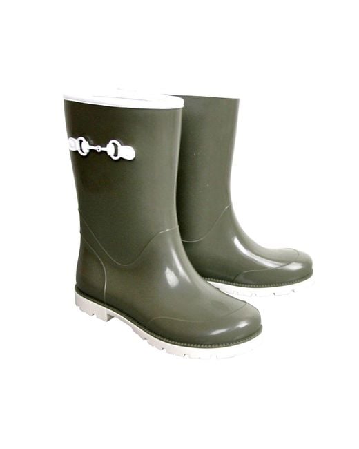Gucci Green Kids Children's Rubber Rain Boot W/Horsebit