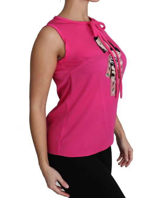 Dolce & Gabbana Pink Family Silk Tank Top Shirt