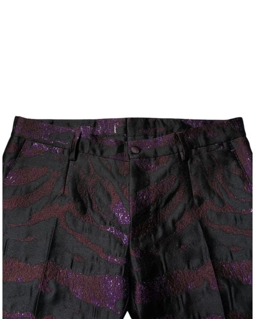 Dolce & Gabbana Black Polyester Patterned Pants for men